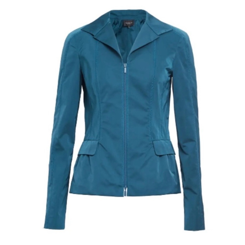 Lafayette 148 NY Nala Teal Zip Front Career Blazer Jacket Travel Size 12 - Picture 5 of 16
